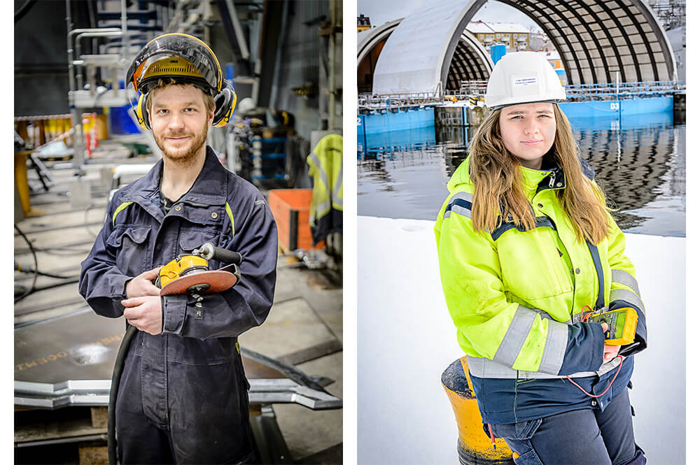 Emil Andersson, Grovplåtslagare & Linn Johannesson, Fartygselektriker, Saab